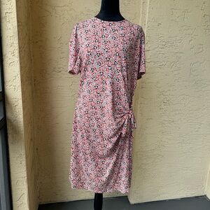 Boden Knot Front Jersey Dress Floral Print Short Sleeve Pullover